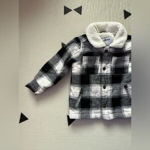 Old Navy|Baby gender neutral black & white Plaid Sherpa-Lined Jacket•••size 2T